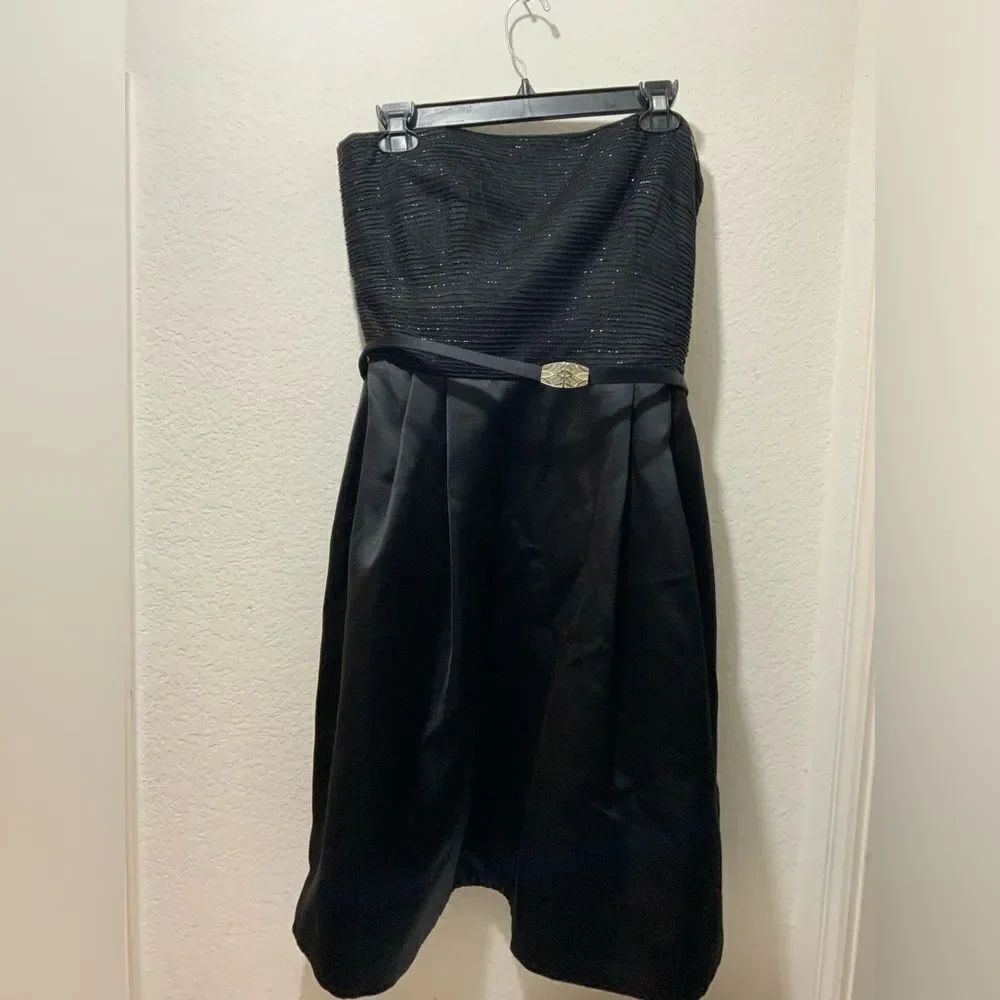 Ralph Lauren black label Evening Cocktail dress black beaded strapless size 10